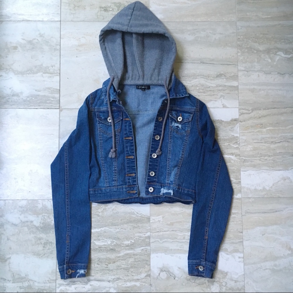 Hooded Cropped Denim Jacket
